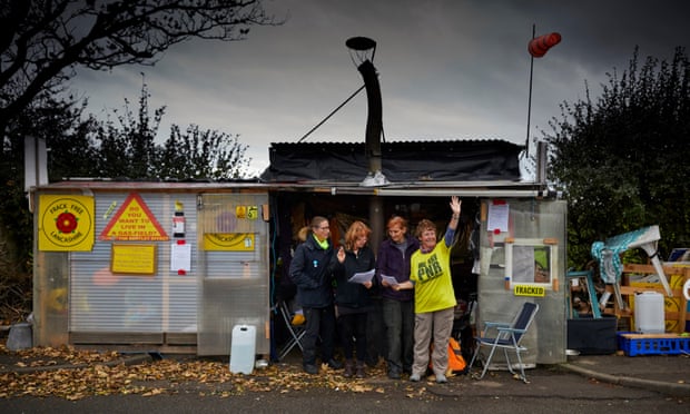 A protest camp outside Cuadrilla’s fracking well at Little Plumpton, Lancashire.