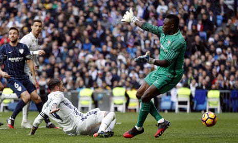 Sergio Ramos scores, Real Madrid v Málaga