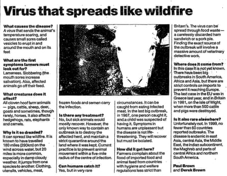 Explainer on the foot and mouth outbreak, the Guardian 22 February 2001.