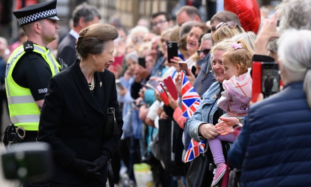 Princess Anne speaks to members of the public in Glasgow.
