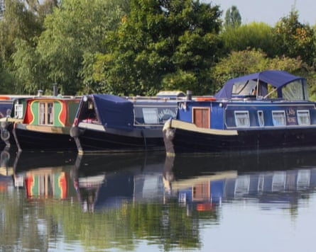 Canal boats moored up.