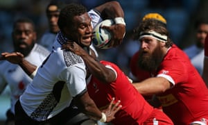 Leone Nakarawa crashes into the Canadian lines at Twickenham Stoop.