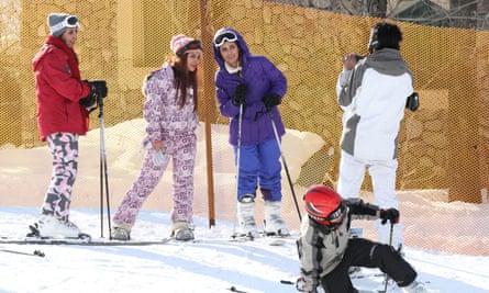 Skiers at Shemshak ski resort in northern Tehran