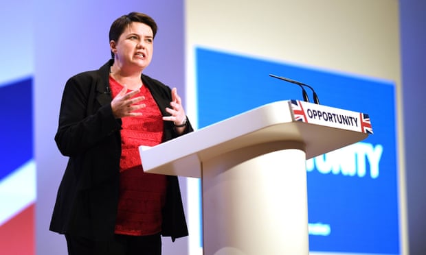 Ruth Davidson, Leader of the Scottish Conservatives, speaks to party delegates in Birmingham