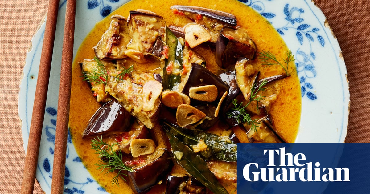 Julie Lin's recipes for cooking for one: yellow curry with baby aubergine, and Chinese-style spicy garlic celery