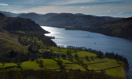 Looking out from Hallin Fell across the Ullswater Way, a 32km circular walkway around Ullswater lake.