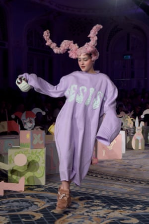 Maddie Mills walks the catwalk for Vin and Omi during London fashion week 2020