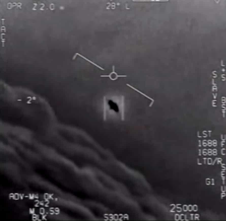 This video grab image obtained 28 April 2020 shows part of an unclassified video taken by navy pilots showing interactions with ‘unidentified aerial phenomena’.