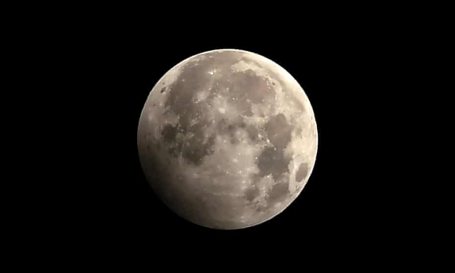 The penumbral lunar eclipse on 11 January, 2020, seen from Kathmandu.
