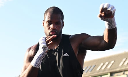Daniel Dubois in a training session before the fight against Olaksandr Usyk on Saturday night.