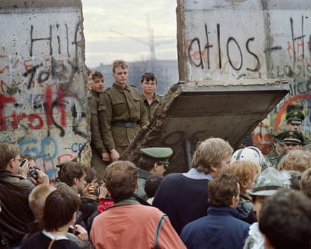 The Berlin Wall falls near Potsdamer Square in November 11, 1989.