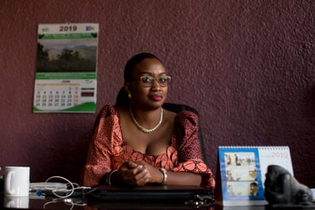 Gloria Mwenge Bitomwa, park official for Kahuzi-Biéga, in her office in Bukavu
