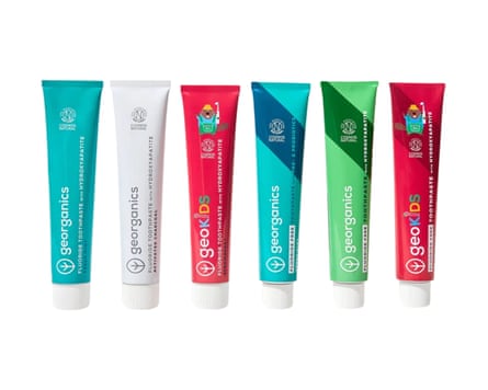 Five tubes of Georganics Hydroxyapatite toothpaste
