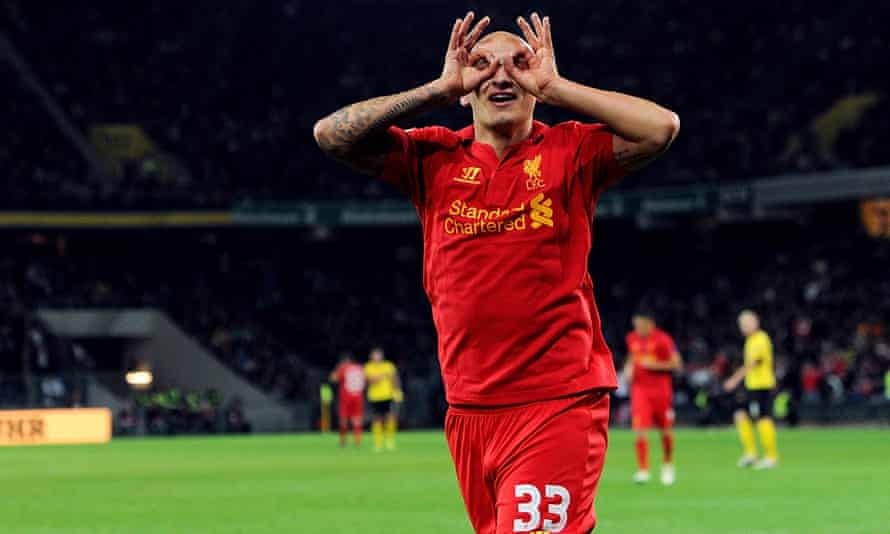 Jonjo Shelvey scoring for Liverpool in the Europa League in 2012