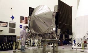 Nasa’s Osiris-Rex, on display at the Kennedy Space Center in Florida.