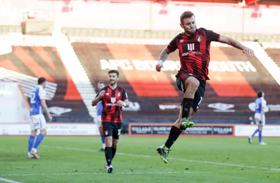 Jack Wilshere celebrates after scoring for Bournemouth against Birmingham last month.