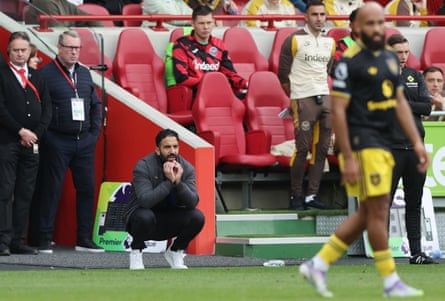 Manchester United manager Ruben Amorim looks pensive during last weekend’s 3-1 defeat at Brentford.