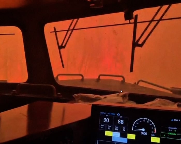 Train crew in Canada 'encased' by intense flames amid wildfires - video
