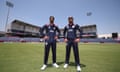 USA swing bowler Ali Khan and wicketkeeper-batter Monank Patel at Grand Prairie Cricket Stadium