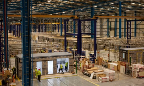 The production lines at Legal &amp; General modular homes’ factory in Sherburn in Elmet near Leeds.