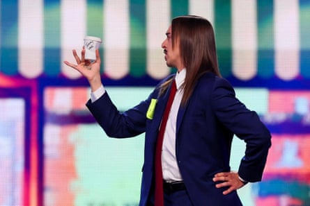 Tommy Cash, representing Estonia, performs Espresso Macchiato.