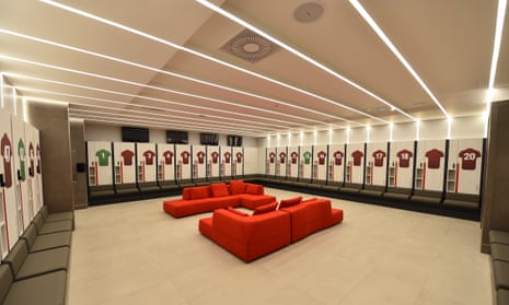 The first-team changing room at Liverpool’s new training centre. 