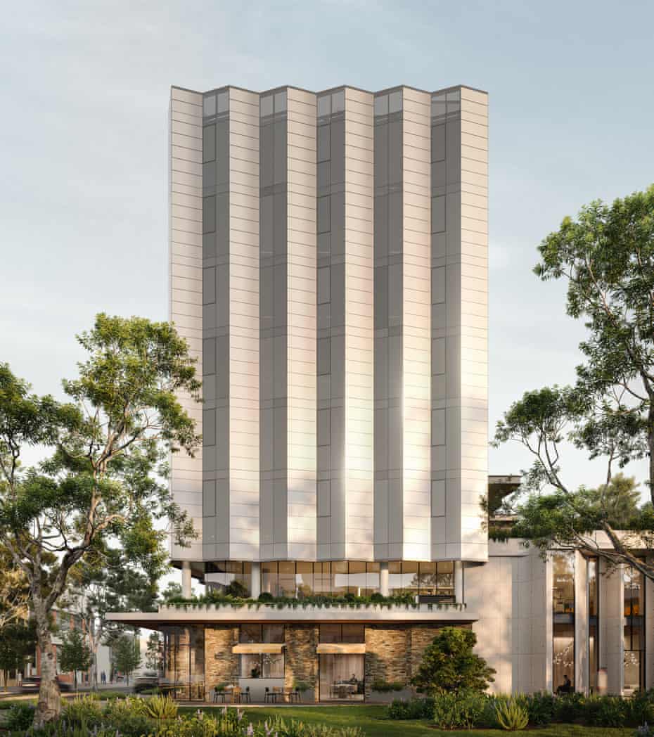 An artist’s impression of the proposed ‘solar skin’ tower in West Melbourne