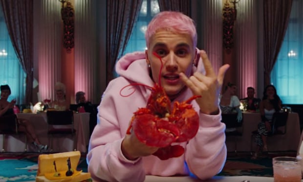 Yummy … Justin Bieber’s foodie video fare. 