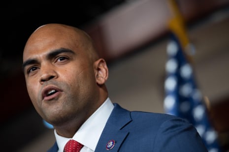 Colin Allred speaks to the media with members of the Congressional Black Caucus in Washington DC, on 12 January 2022. (Graeme Sloan/Sipa USA)