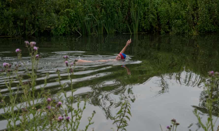 Swimmer at Granchester Meadows, Cambridge.