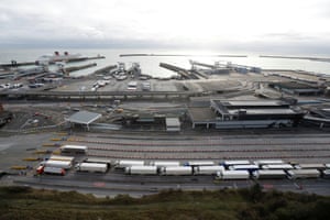Lorries queue at the Port of Dover amid the coronavirus outbreak, in Dover, Britain, on 26 December, 2020.
