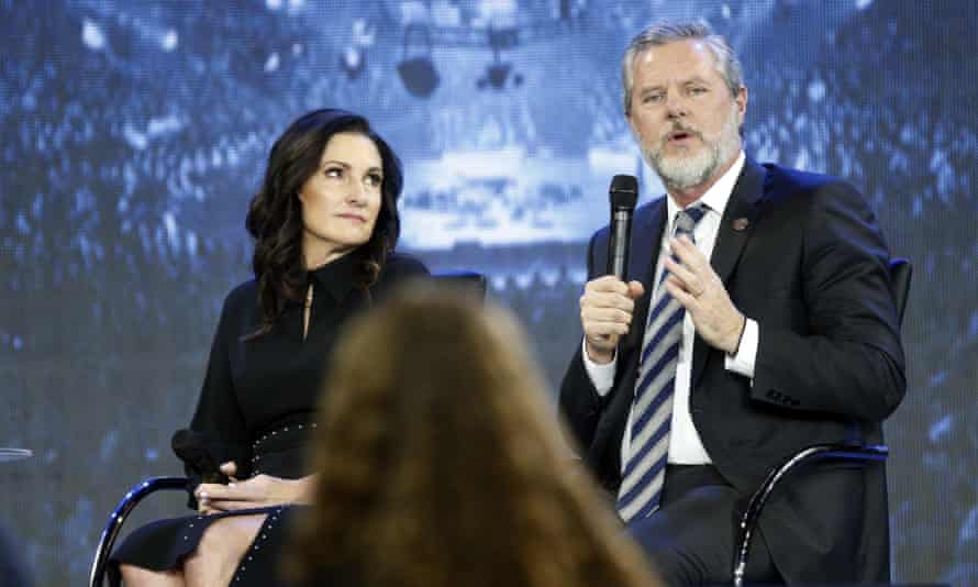 Jerry Falwell Jr accompanied by his wife, Becki. Falwell stepped down arsenic Liberty’s president aft a enactment scandal.