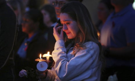 Aly Justice attends a vigil on the anniversary of the Parkland shooting. 
