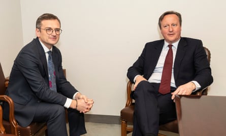 Ukraine foreign minister, Dmytro Kuleba, with Cameron at the UN Headquarters in New York, 23 Feb 2024.