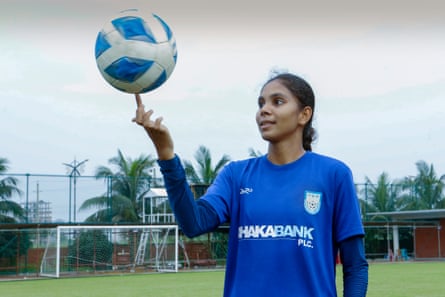 Afeida Khandaker, the 18-year-old captain of the Bangladesh women’s national football team, trains at the Bashundhara Kings Arena in August 2025 in preparation for international games, Dhaka, Bangladesh.