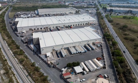 an aerial view of an industrial building