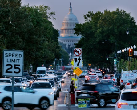 Washington DC at a standstill as morning traffic moves slowly along North Capitol Street Northwest