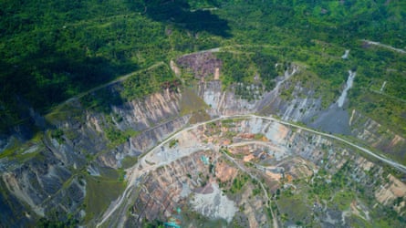 Aerial photo of Panguna open Pit Mine in Bougainville, Papua New Guinea.