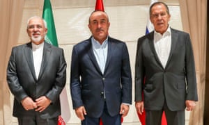 Cevad Zarif, Mevlüt Çavuşoğlu and Sergey Lavrov, the respective foreign ministers of Iran, Turkey and Russia, met in Antalya, Turkey, on Sunday.