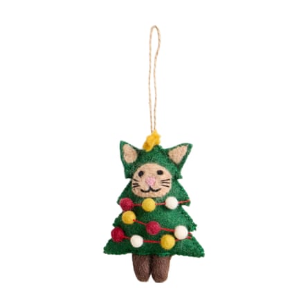 White Stuff Tree Cat Hanging Dec in GREEN MULTI
