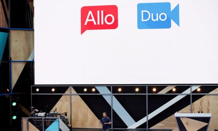 Erik Kay introduces Allo and Duo during the Google I/O 2016 developers conference in Mountain View, California.