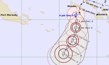 Bom tracking map of tropical cyclone Jasper off Queensland, Australia. The weather bureau says the storm is expected to bring intense wind and rain as it approaches the Qld coast.