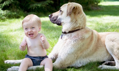 A dog and a baby. One is named Felix, and one is named Monty, but which is which? 