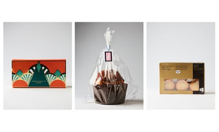 Gill’s Pierre Marcolini pralines, Kouttone panettone, and Waitrose mince pies.