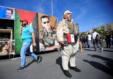 An image of Bashar al-Assad in Damascus, Syria.