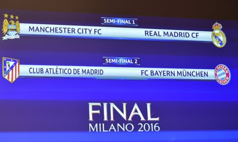 These are the matches for the quarter-finals of the Champions