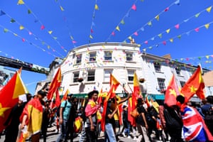 Um protesto em Falmouth conclamando os líderes do G7 a intervir para ajudar a deter a guerra e a fome na região de Tigray, na Etiópia.