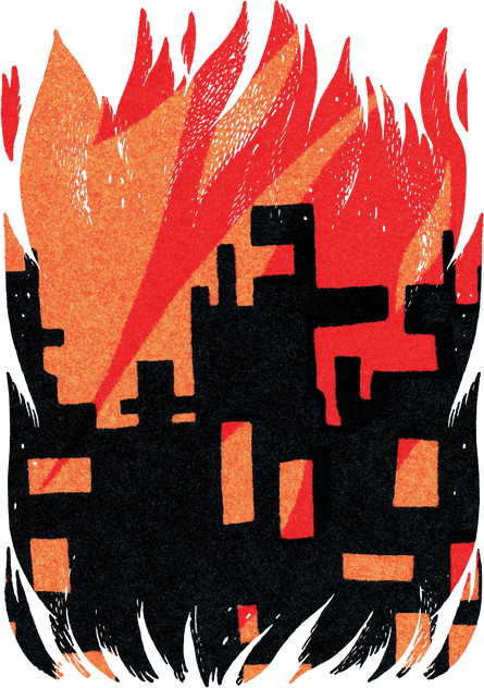 buildings in flames #eb2629