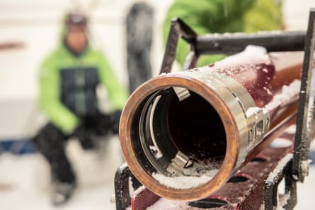 Cylinder that is part of the machinery used to extract the ice cores
