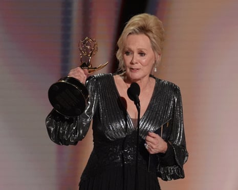 Jean Smart with her Emmy for Hacks